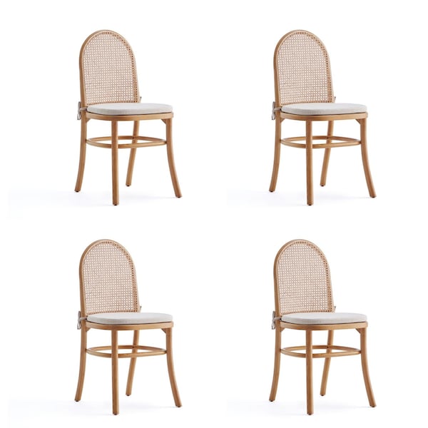 Manhattan Comfort Paragon Dining Chair 1.0 with Cream Cushions in Nature and Cane, Set of 4 2-DCCA05-OM - main